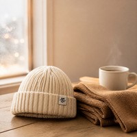 Bonnet unisexe côtelé en maille épaisse, chaud et thermique pour l'hiver, avec revers plié, étiquette personnalisée, vente en gros et approvisionnement en vrac