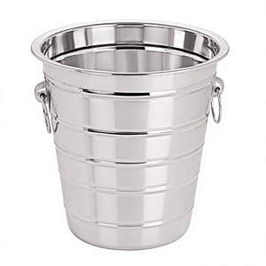 Cubo de Hielo de Acero Inoxidable con Asas, Enfriador de Vino Duradero, Cubo de Bebidas Reutilizable para Bar y Fiestas, Estilo Industrial, Sostenible - Product Image 1