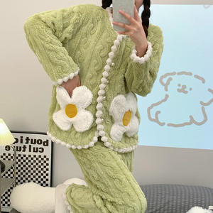 Samweststart pigiama da uomo in peluche ispessito per il tempo libero semplice alla moda caldo di mezza età giovane papà vestiti per la casa 2 pezzi - Product Image 4