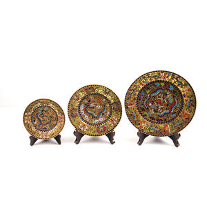 Assiette en porcelaine de couleur or, cadeau chinois pour l'intérieur, décoration style ancien égyptien, personnalisée - Product Image 4