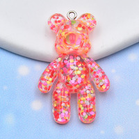 Perles en résine simulées, paillettes, ours en peluche en trois dimensions, perles pour boucles d'oreilles, porte-clés, pendentif, accessoires de bijoux DIY