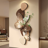 Pintura Decorativa LED de Estilo Medieval Francés para Entrada del Hogar, Pintura de Plantas Verdes para Pasillo, Pintura de Pared con Textura de Arenisca y Mariposas 3D