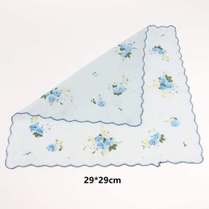 <span class=keywords><strong>Mouchoirs</strong></span> en coton pour hommes et femmes, premium, 29x29cm, petits, à motif floral vintage, bord festonné, imprimé floral - Product Image 2