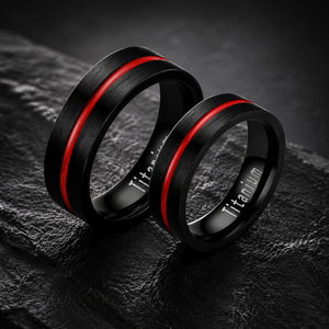 Anello JLM all'ingrosso personalizzato nero opaco galvanizzato a forma geometrica, unico e di tendenza, con scanalature, per uomo, coppia, fede nuziale/promessa - Product Image 6