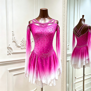 Vestidos de Gimnasia Rítmica, Patinaje Artístico y Danza Lírica para Niñas, Ropa de Actuación Escénica, Spandex/Poliéster - Product Image 3