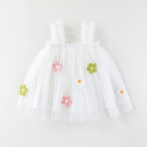 Robe d'été en tulle pour bébé fille, broderie florale, col rond, sans manches, bretelles fines, superposition florale, design élégant – Grande Vente - Product Image 2