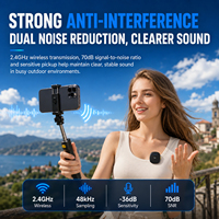 Microphone Lavalier Magnétique Sans Fil Double Canal D07 2.4G Plug and Play avec Réduction du Bruit pour Enregistrement Vidéo sur Téléphone et Appareil Photo