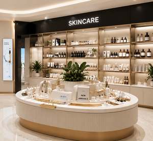Diseño de Tienda Emblemática de Belleza de Lujo |   Espacio Comercial Modular Personalizado en Dorado Champán, Mármol y Madera, Diseño de Tienda de Cosméticos de Alta Gama - Product Image 4