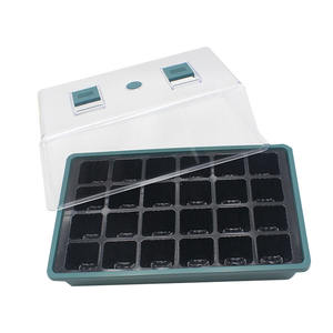 24 Cells Plastic Nursery Pots Planting Seed Tray Kit Plant Germination Box with Dome and Base Garden Grow Box Gardening spirehus