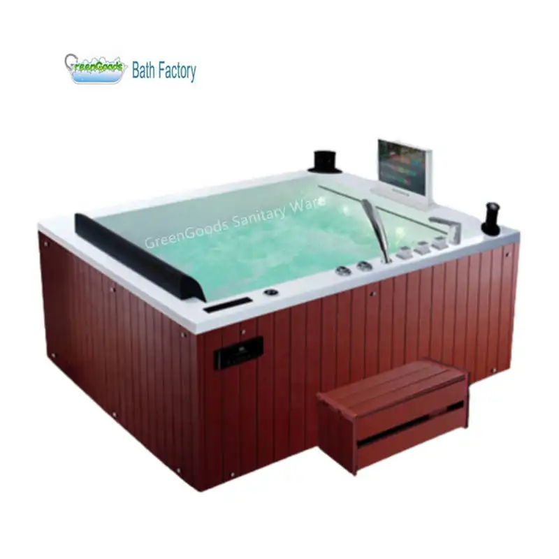 Double Whirlpool Spa Surf Bathtubs Thermostatic System Massage Tub With TV