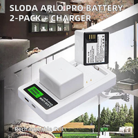 بطارية كاميرا مراقبة SLODA (عبوة من قطعتين) بديلة لـ Arlo Pro/Pro2 VMA4400 A-1 ليثيوم أيون قابلة لإعادة الشحن [2440 مللي أمبير] باللون الأبيض