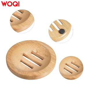 Jabonera Redonda Pequeña de Bambú Ecológica y Natural WOQI, Bandeja Autodrenante para Encimera, Origen Shandong, para Baño y Cocina - Product Image 3