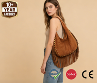 Sac hobo en daim à franges personnalisable 1102A06 WEEKS, grande capacité, sac à bandoulière pour femme, style bohème (OEM/ODM accepté)