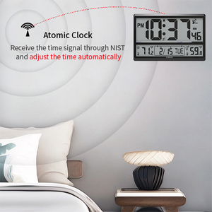 (Solo EE. UU.) Jumbo Luxury RC Atomic Reloj de pared digital para temperatura interior/exterior Características Alarma Decoración del hogar Exclusivo - Product Image 6