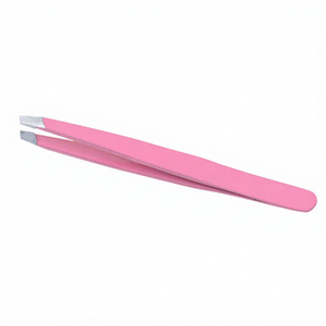Eyelash Tweezers <b>Set</b> Stainless Steel Slanted Tip Eco-friendly Volume Precision <b>Tools</b> for Eyebrow 10mm Perfect Grip Purple <b>Pink</b> - Product Image 2