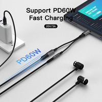 UNIEAN 60W OTG 2 in 1 USB C ke 3.5MM Aux Audio Adapter Kabel Pengisian Cepat untuk iPhone Android untuk Laptop Grosir