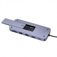 Station d'accueil multiport Type C gris sidéral 12-en-1 avec boîtier en aluminium, boîtier pour SSD M.2, DP, RJ45, PD, SD, TF, Audio, câble USB-C vers USB-C E-Mark de 0,5 m