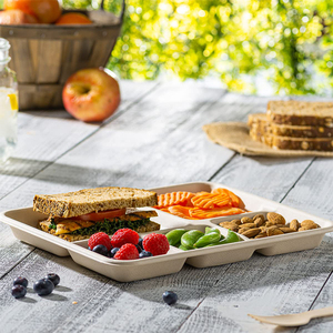 <span class=keywords><strong>Plateau</strong></span> de <span class=keywords><strong>repas</strong></span> réutilisable à <span class=keywords><strong>4</strong></span> <span class=keywords><strong>compartiments</strong></span> biodégradable et durable pour cafétéria scolaire - Product Image 2