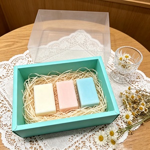 Caja de Regalo Deslizable Azul Ecológica de Alta Gama con Tapa Transparente para Regalos de Cumpleaños y Festivos, Ideal para Jabones y Recuerdos, Personalizable - Product Image 1