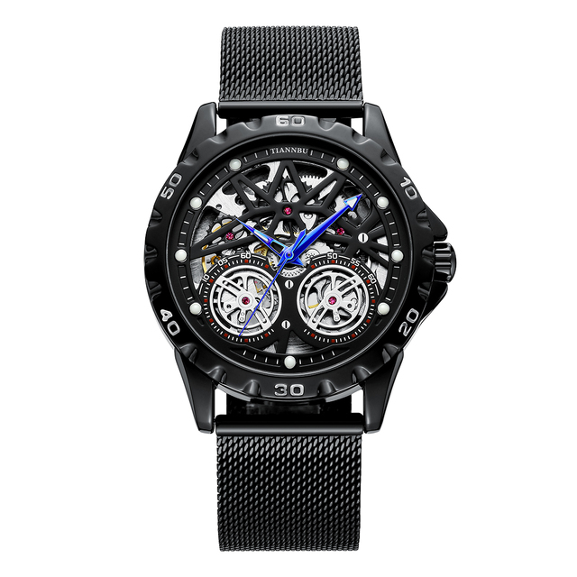2024 Fashion Automatic Mechanical Men's Watch Design Skeleton Water Resistant Luminous Males' Watches
