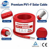 Cable Solar Industrial de Bajo Voltaje TengCheng H1Z2Z2-K-4mm2, 1500V CC, EN 50618, Aislamiento XLPO, Cobre Estañado, IP67
