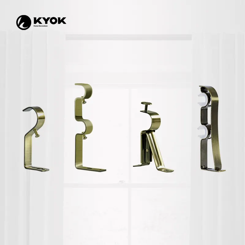 KYOK Components 28ミリメートルMetal Double Finials Brackets Curtain Rod Accessories