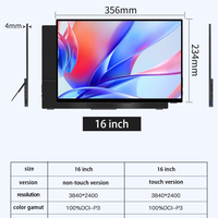 Écran tactile OLED 16 ''16:10 UHD 3840x2400p 400nits en alliage d'aluminium avec support tout en un moniteur portable OLED