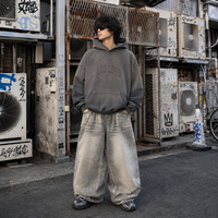 Sweat à capuche personnalisé délavé à l'acide, en molleton épais, effet vieilli vintage, streetwear pour homme, coupe oversize