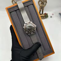 Boîtier en titane de 42 mm, bracelet en maille de titane, mouvement automatique, lunette en céramique noire, cadran vintage luminescent, résistant à l'eau jusqu'à 100 m