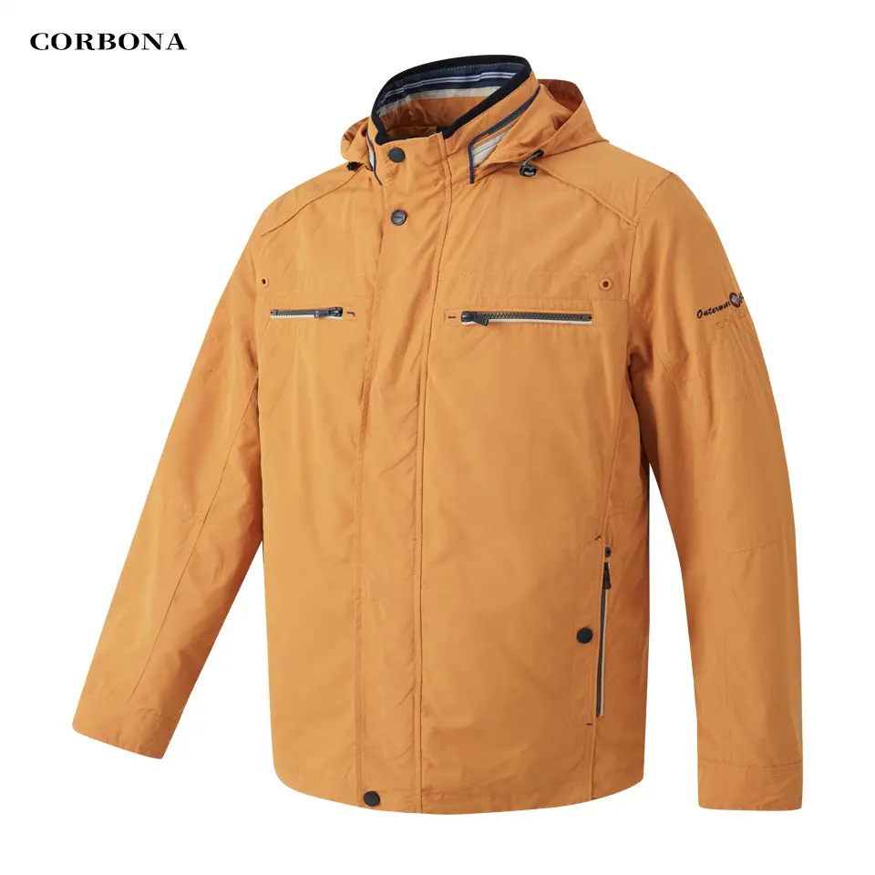 CORBONA, nueva chaqueta de primavera a la moda para hombre, abrigo a prueba de viento, Parka naranja con capucha de gran tamaño para exteriores, ropa informal con múltiples bolsillos