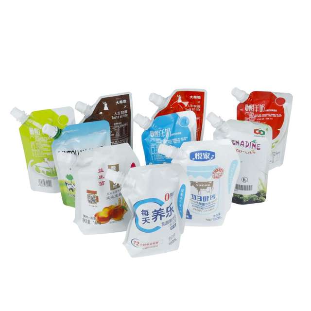 Food Grade PE Stand up Spout Pouches for Beverage Juice Yogurt-Custom Colors & Printing Recyclable Multiple Sizes