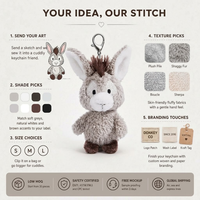Porte-clés en peluche personnalisé OEM, pendentif animal en peluche âne de dessin animé, cadeau promotionnel, petite série