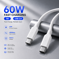 Câble USB C vers USB C 60W 1,0m, câble de charge rapide PD 3A, USB 2.0, câble de données tressé en nylon de type C pour ordinateur portable, téléphone, OEM