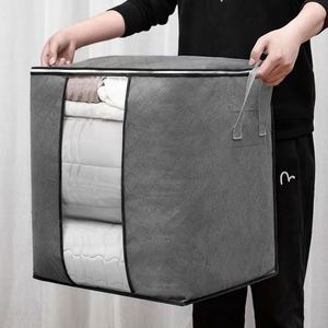 Hot Custom <b>Clothes</b> Quilt <b>Storage</b> Bag Non-woven <b>Clothes</b> Quilt Organizer Bag Large Capacity Moving Luggage Packing Bag with Zipper - Product Image 3