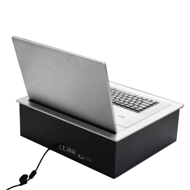 17.3Inch Desktop Monitor Hidden Electric Pop up Desk Lcd Motorized Lift Down Computer Monitor Flip for Conference Room Table