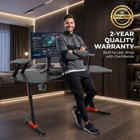 Support de bureau gaming moderne en métal extensible AOR avec porte-gobelet, crochet pour casque, boîte multiprise et support pour ordinateur en acier inoxydable – Vente directe usine