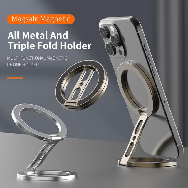 Dual-Sided Magnetic Portable Multi-Function Phone Ring Holder 360° Rotating Desktop Stand Compatible with Multiple Phone Models