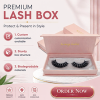 Boîte d'emballage de cils magnétiques en carton, boîte rose, vente en gros, cils