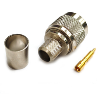 Conector RF BNC Macho de Crimpado de Baja Pérdida Raynool de 50 Ohmios con Cuerpo de Latón DC~6GHz 1.15 VSWR para Cable LMR400, Modelo N M con Pin de Soldadura