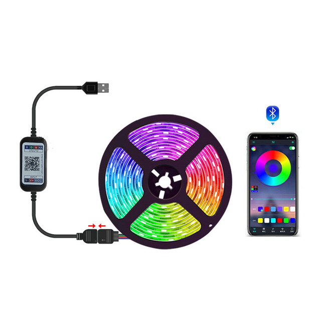 Drop Shipping Usb 5V Copper IP65 Waterproof Led Strips Color Changing 5050 Rgb 2M Bt App Controller Led Tv Backlight Strip