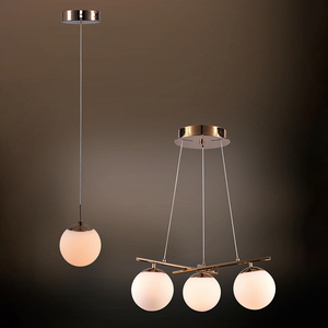Lámpara Colgante de Cristal Opal Blanco de Lujo Moderno Nórdico, Aleación de Aluminio y Acero, LED 2700K 3500K, Luz Blanca Cálida Suave - Product Image 1