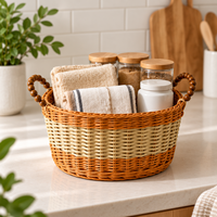 Panier de rangement ovale multifonctionnel en tissu écologique – Rangement durable et décoratif pour la maison, idéal pour le linge et les jouets