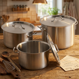 Panela de Sopa de Aço Inoxidável <span class=keywords><strong>Compat</strong></span>ível com Indução para Buffet e Cantina Escolar com Tampa - Product Image 1