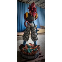Vente en gros de figurines d'anime japonaises en fibre de verre personnalisées, statue 1/1, figurine Dragon Ball, statue Goku, sculpture en résine rouge Goku WuKong Vegeta
