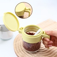 Pot à condiments en verre transparent de 250 ml avec poignée et cuillère, récipient de stockage d'épices et de sel pour la cuisine, bouteille à assaisonnements