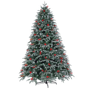 SEASON PE PVC Mezcla Pino blanco y fruta Decoración de árbol de Navidad <span class=keywords><strong>rojo</strong></span> 180cm Forma de árbol de Europa Base de pie - Product Image 5