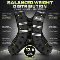 VIGFIT Soldes Exceptionnelles Gilet Lesté Rembourré 12 LB avec Sangles Avant Réglables pour Entraînement de Fitness en Salle de Sport
