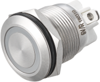 Interrupteur à bascule HBAN Micro Travel Switch 19/22mm en acier inoxydable, étanche IP65, bouton-poussoir momentané 12V 1NO, anneau LED lumineux pour commande