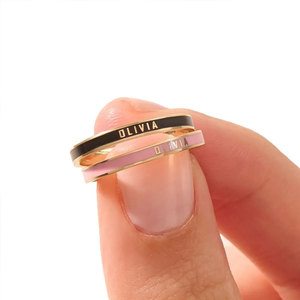 Anelli Personalizzati all'Ingrosso in Acciaio Inossidabile 316L Placcato Oro 14k 18k, Anelli Sottili Impilabili <span class=keywords><strong>con</strong></span> Iniziali per Donne - Product Image 5
