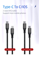 Câble de charge rapide et de transfert de données 2-en-1 USB-C vers USB-C avec logo personnalisé, design texturé en filet, 60W PD, en nylon tressé, pour iPhone 16 17